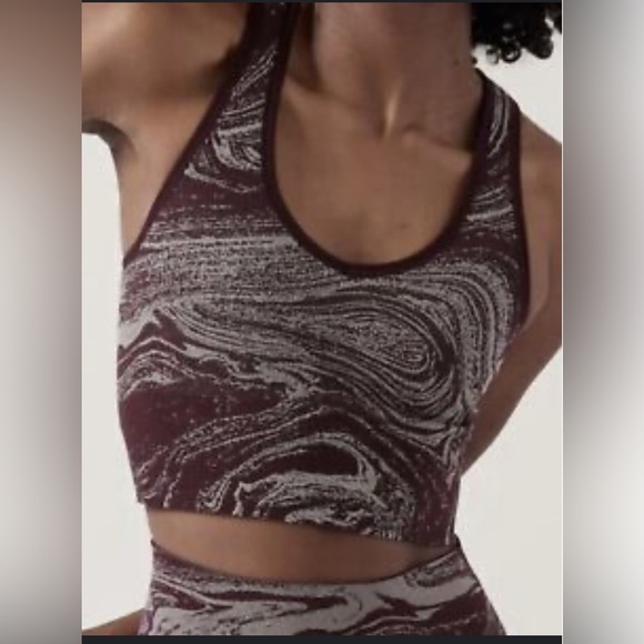 Athleta Aurora Seamless Shine Crop Tank Anti Odor Silver Maroon Size Small. - Picture 1 of 7